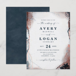 Einladung zur abstrakten Ethereal Dark Blue Hochze