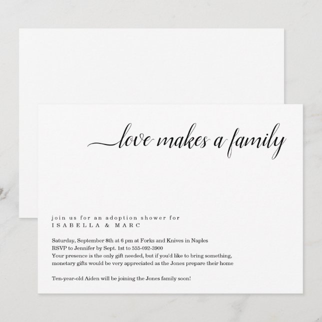 Einladung zur Adoption (für ältere Kinder) (Vorne/Hinten)