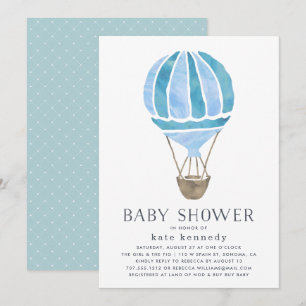 Einladung zur Air Baby Dusche   Blau