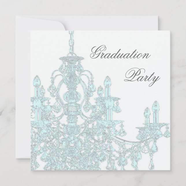 Einladung zur aquamarinen Blue Chandelier Graduati (Vorderseite)