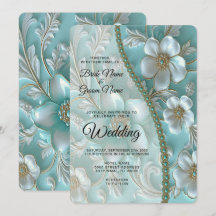 Einladung zur aquamarinen Blütenhochzeit