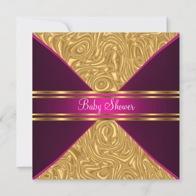 Einladung zur Baby-Dusche in Gold und Rosa (Vorderseite)