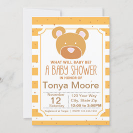 Einladung zur Baby-Dusche mit gelbem Bären