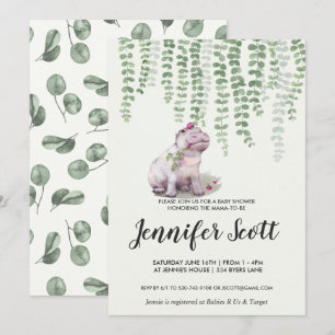 Einladung zur Baby Hippo Jungle Baby Shower