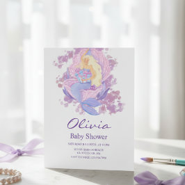Einladung zur Baby-Party der lila Meerjungfrau-Pri