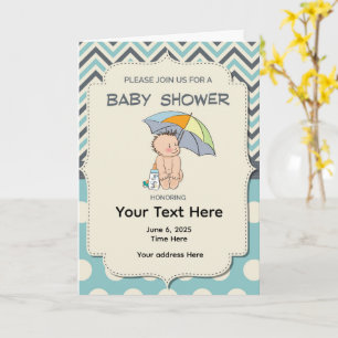 Einladung zur Baby-Party in Blau und Gelb