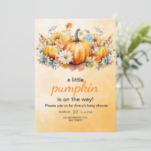 Einladung zur Baby-Party mit Herbstkürbis, Kleiner