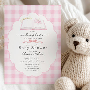 Einladung zur Baby-Party 'Neues Kapitel Rosa Buch'