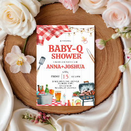 Einladung zur Baby-Q-Shower im Rotkariert-Baby-Sty