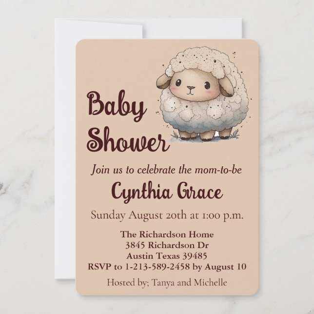 Einladung zur Baby Sheep Baby Dusche (Vorderseite)