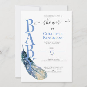 Einladung zur BABY-SHOWER BLUE FEATHER BOY