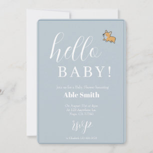 Einladung zur Baby Shower für den blauen Jungen Co