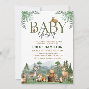 Einladung zur Baby Shower in den Bergen   Greenery