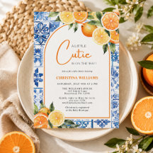 Einladung zur Baby Shower Little Cutie Citrus