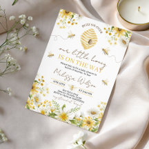 Einladung zur Baby Shower Little Honey Bee Floral