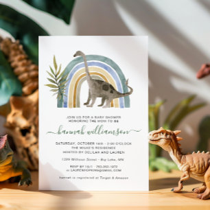 Einladung zur Baby Shower mit kleinem Dinosaurier