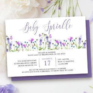 Einladung zur Baby Sprinkle Pretty Purple Wildblum
