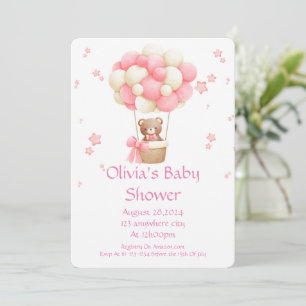 EINLADUNG ZUR BABY-SPRITZE MIT ROSA BÄR