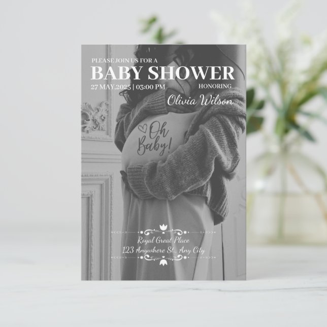 Einladung zur Babydusche (Stehend Vorderseite)