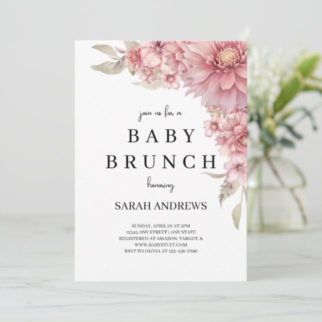 Einladung zur Babydusche, Einladung zum Babybrunch (Stehend Vorderseite)