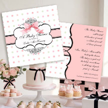 Einladung zur Babydusche - Französischer Bow Dot S