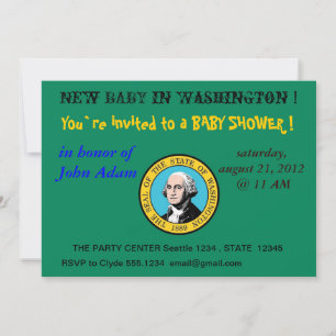 Einladung zur Babydusche mit Flagge von Washington