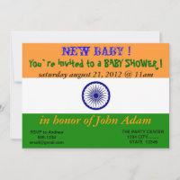Einladung zur Babydusche mit indischer Flagge