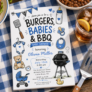Einladung zur Babyparty 'Burgers, Babies & BBQ'