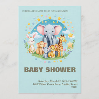 Einladung zur Babyparty für Jungen mit Cartoon-Tie