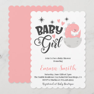 Einladung zur Babyparty für kleines Mädchen Dinosa