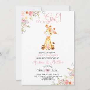 Einladung zur Babyparty für Mädchen mit floralem r