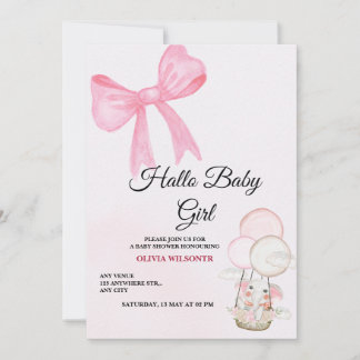 Einladung zur Babyparty für Mädchen mit rosa Schle