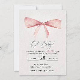 Einladung zur Babyparty für Mädchen mit rosa Schle