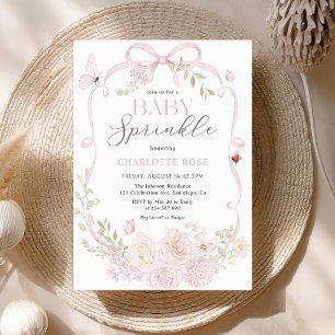 Einladung zur Babyparty für Mädchen mit rosa Schle