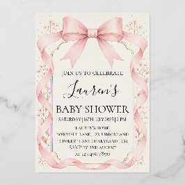 Einladung zur Babyparty für Mädchen mit rosa Schle