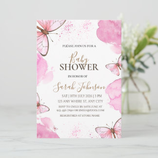 Einladung zur Babyparty für Mädchen mit rosa Schme