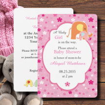 Einladung zur Babyparty für Mama und Baby-Mädchen-