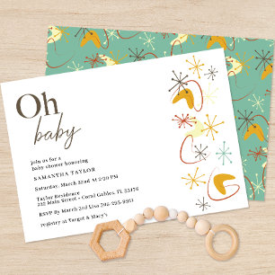Einladung zur Babyparty im Stil der Mitte des 20. 