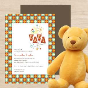 Einladung zur Babyparty im Stil der Mitte des 20.