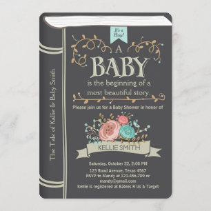 Einladung zur Babyparty im Stil eines alten Märche