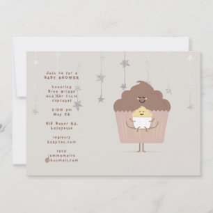 Einladung zur Babyparty mit Cupcake für Mama und B
