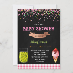 Einladung zur Babyparty mit Gurken und Eiscreme