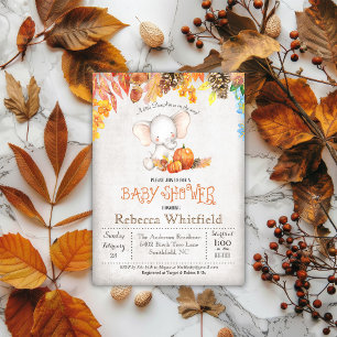 Einladung zur Babyparty mit Herbst-Pumpkin und Ele