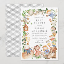 Einladung zur Babyparty mit Kinderreimen