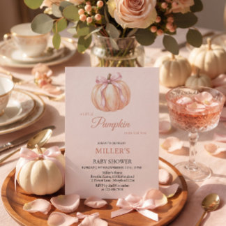 Einladung zur Babyparty mit kleinem Kürbis und ros