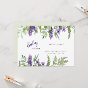 Einladung zur Babyparty mit Lavendel- und Minzblät