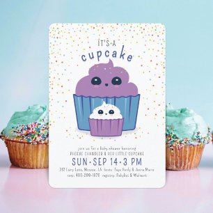Einladung zur Babyparty mit Mama- und Baby-Cupcake
