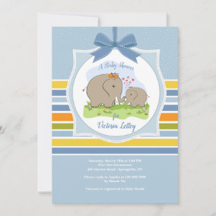 Einladung zur Babyparty mit Mama und Baby Elefant