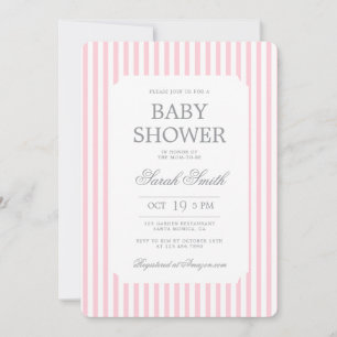 Einladung zur Babyparty mit rosa Streifen für Mädc