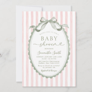 Einladung zur Babyparty mit rosa Streifen und Salb